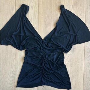 Diane Von Furstenberg Black Ruched Mini Dress